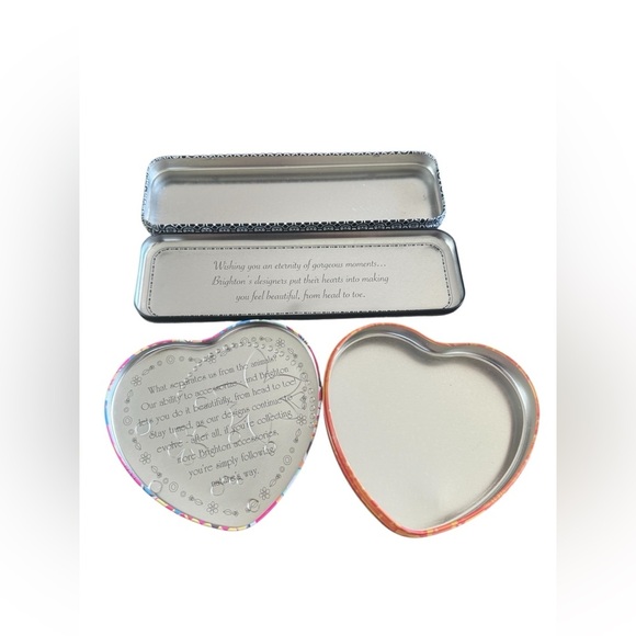 Retro Brighton Heart Shaped Jewelry Trinket Tin Box and long Black Jewelry Box - Picture 12 of 12